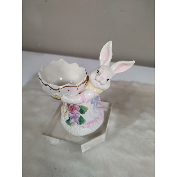 Vintage Ceramic Easter Bunny Rabbit Egg Holder Display Planter Candy Dish - Picture 4 of 11